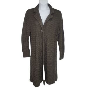 NWT DIALOGUE green sweater knit merino wool long‎ cardigan XL